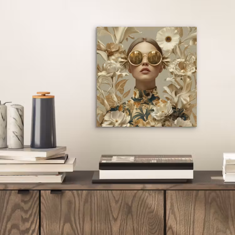Vrouw - Bloemen - Zonnebril - Wit aluminium wit klein -sfeer1