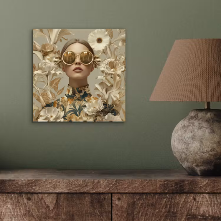 Vrouw - Bloemen - Zonnebril - Wit aluminium wit klein -sfeer2