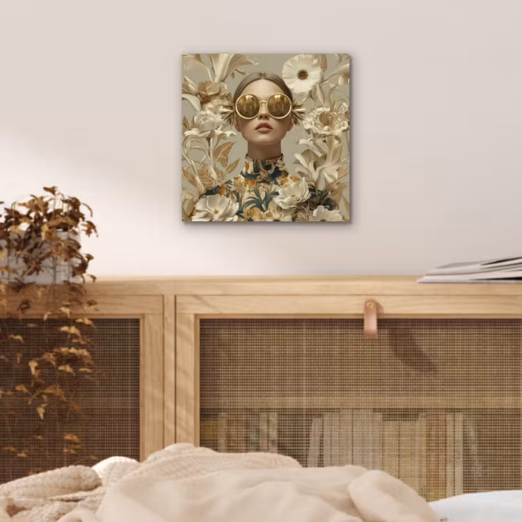 Vrouw - Bloemen - Zonnebril - Wit aluminium wit klein -sfeer3