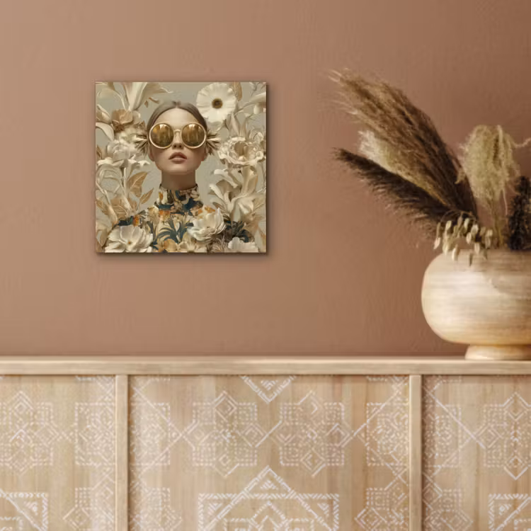 Vrouw - Bloemen - Zonnebril - Wit aluminium wit klein -sfeer4