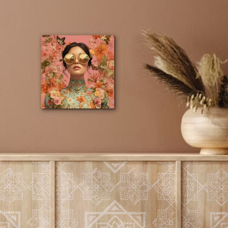 Vrouw - Bril - Roze - Bloemen aluminium wit klein -sfeer4