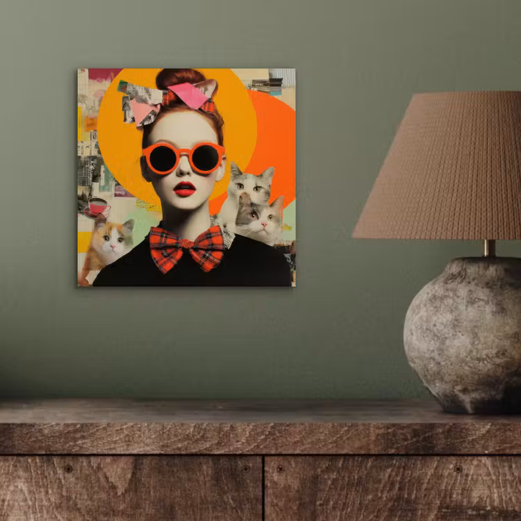 Vrouw - Bril - Strik - Retro aluminium wit klein -sfeer2