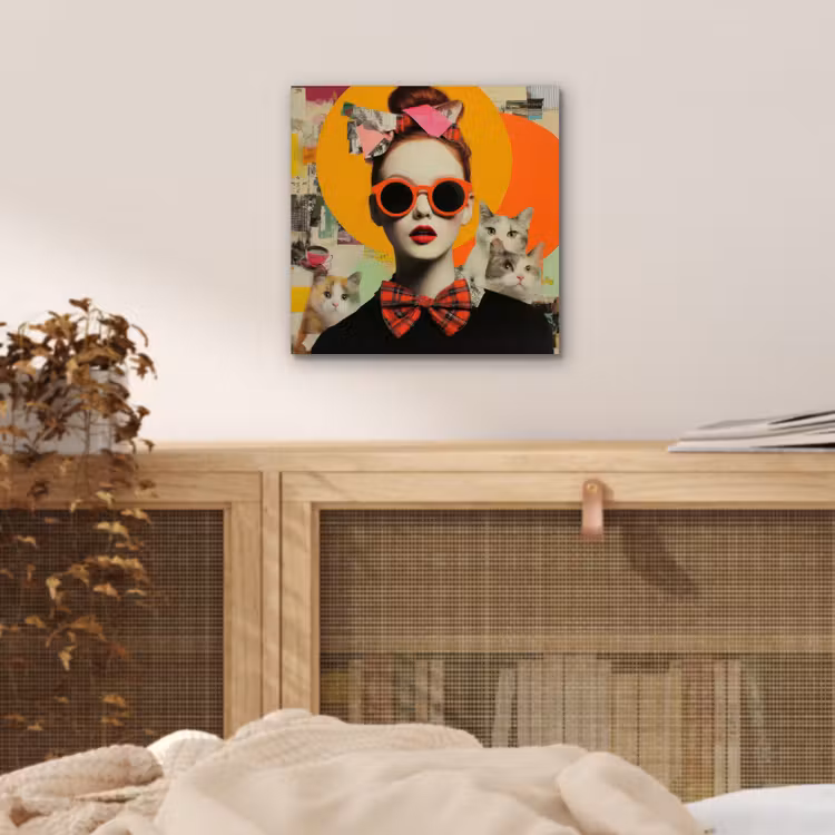 Vrouw - Bril - Strik - Retro aluminium wit klein -sfeer3