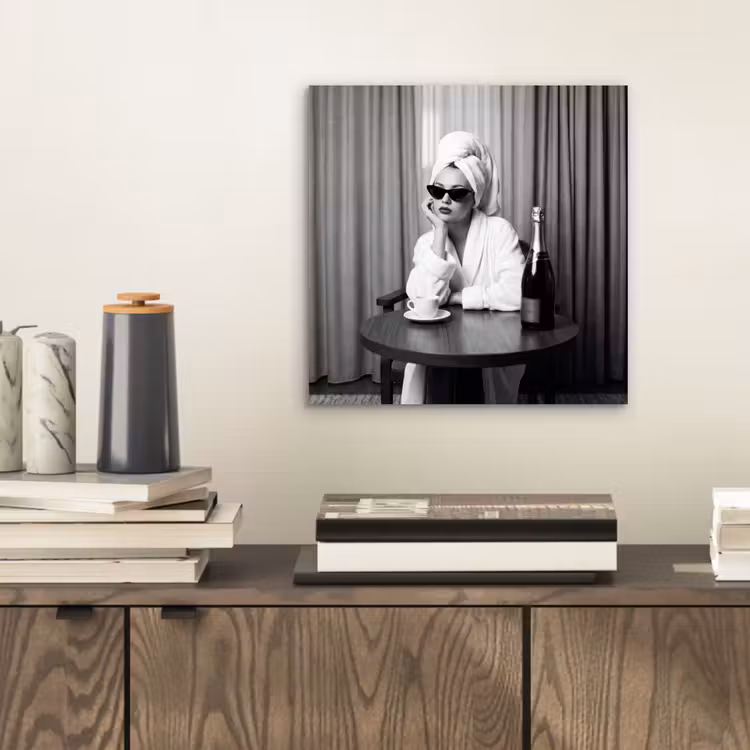 Vrouw - Bubbels - Zwart - Wit aluminium wit klein -sfeer1