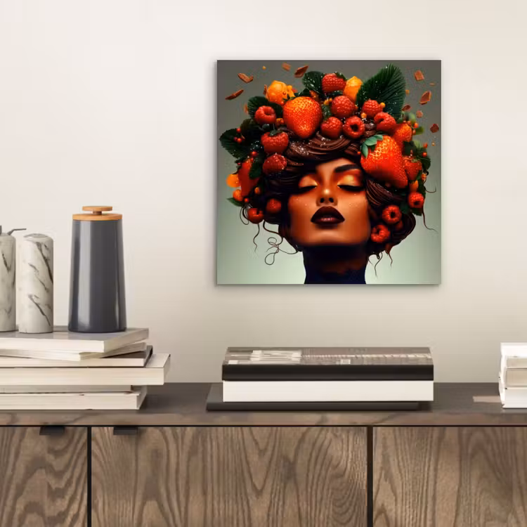 Vrouw - Chocolade - Frambozen - Aardbeien - Koekjes aluminium wit klein -sfeer1