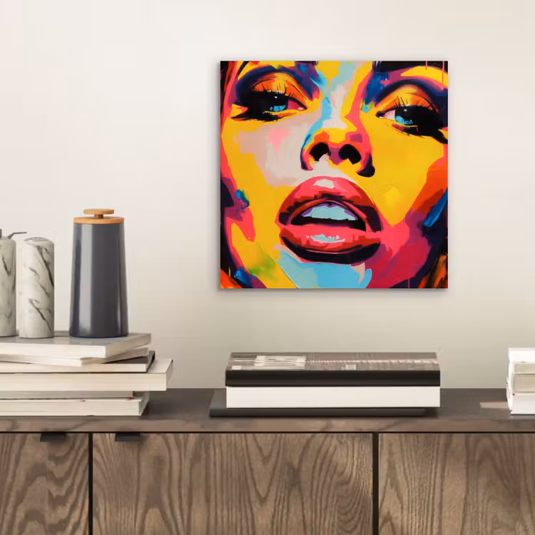 Vrouw - Gezicht - Kleurrijk aluminium wit klein -sfeer1