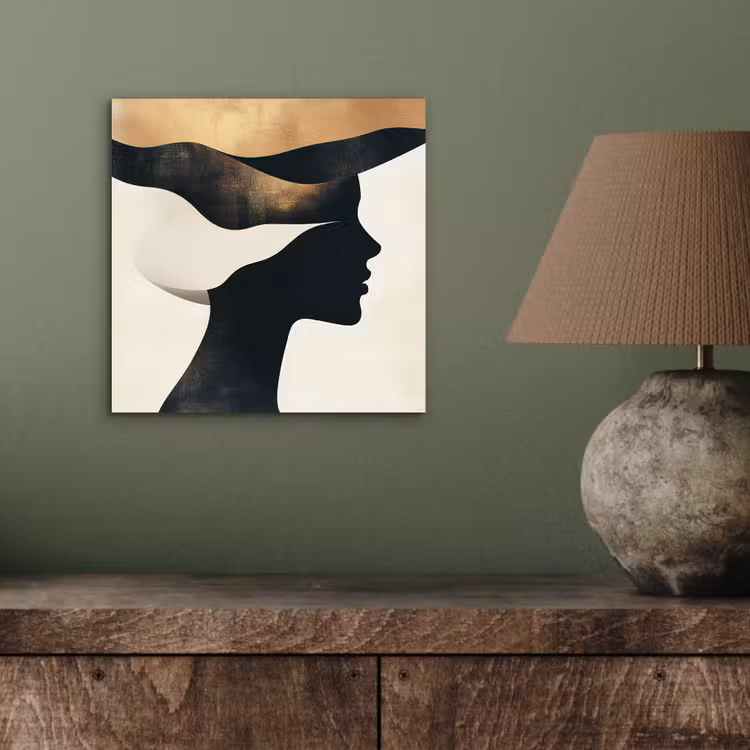 Vrouw - Golven - Zwart aluminium wit klein -sfeer2
