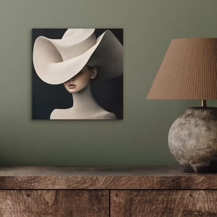 Vrouw - Golvende - Hoed aluminium wit klein -sfeer2