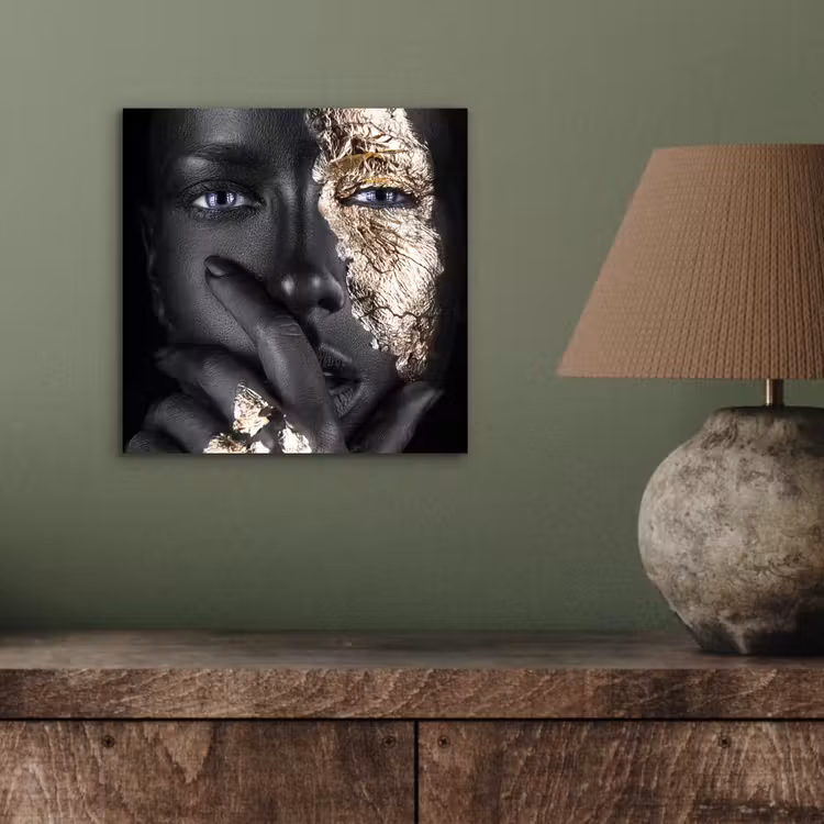 Vrouw - Goud - Zwart - Schmink - Luxe aluminium wit klein -sfeer2