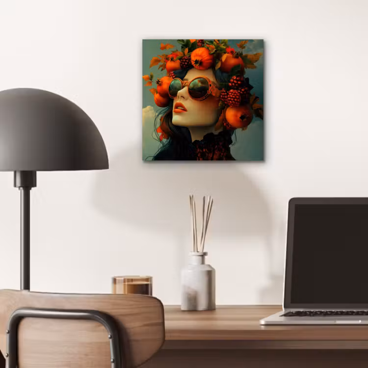 Vrouw - Granaatappel - Herfst - Zonnebril aluminium wit klein -sfeer5