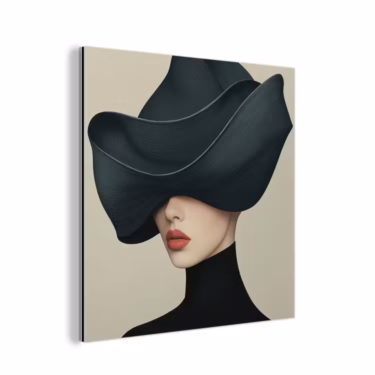 Vrouw - Groen - Hoed aluminium wit klein -3d