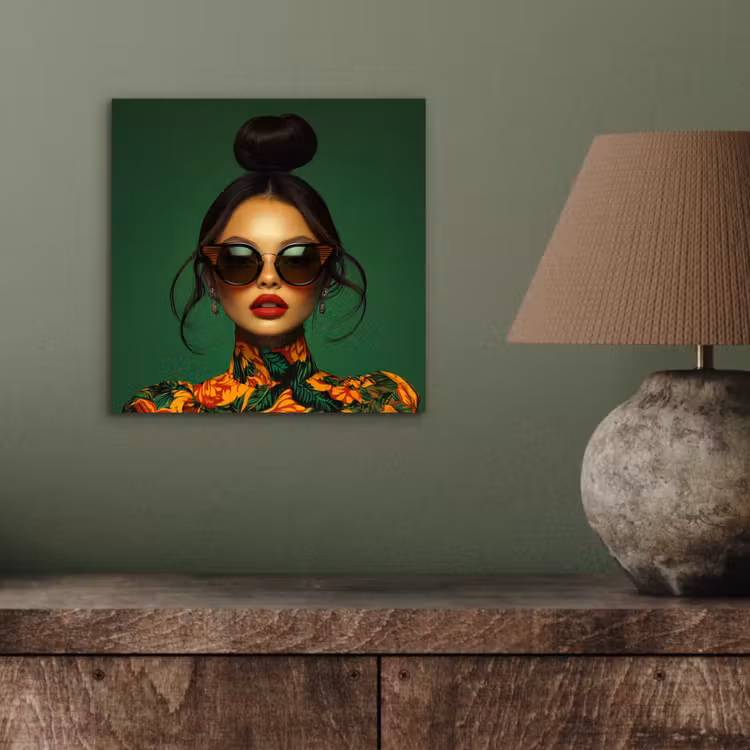 Vrouw - Groen - Modern - Bril - Abstract aluminium wit klein -sfeer2