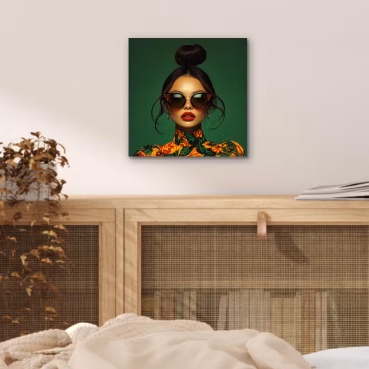 Vrouw - Groen - Modern - Bril - Abstract aluminium wit klein -sfeer3