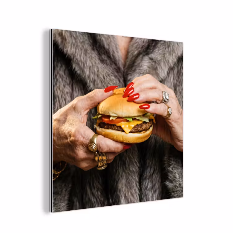 Vrouw - Hamburger - Bontjas aluminium wit klein -3d