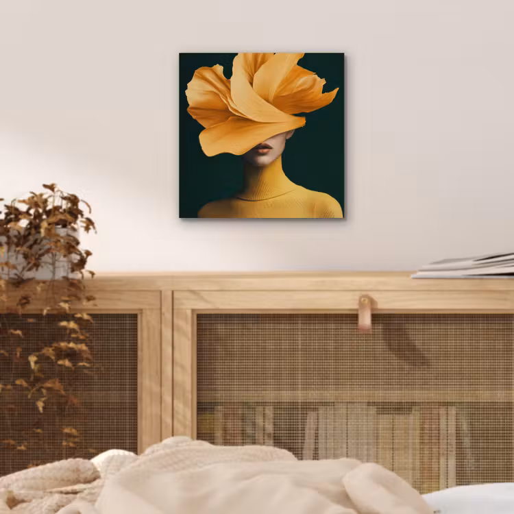 Vrouw - Hoed - Geel aluminium wit klein -sfeer3