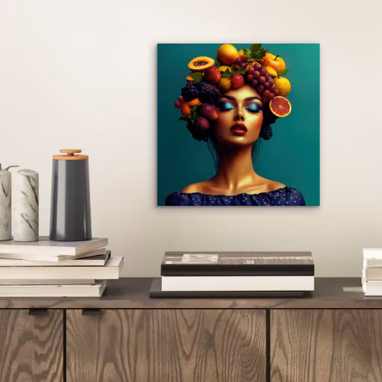 Vrouw - Hoodtooi - Tropisch - Fruit - Druiven aluminium wit klein -sfeer1