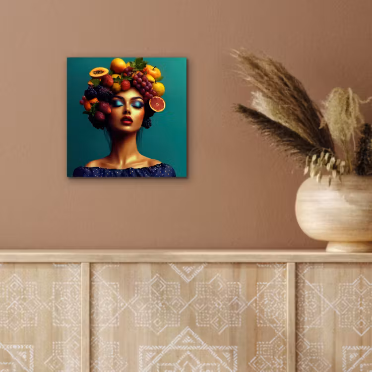 Vrouw - Hoodtooi - Tropisch - Fruit - Druiven aluminium wit klein -sfeer4