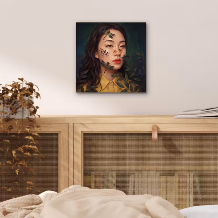 Vrouw - Insecten - Natuur - Portret - Groen aluminium wit klein -sfeer3