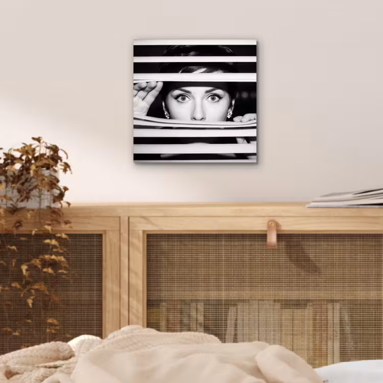 Vrouw - Jaloezieën - Portret - Zwart-wit aluminium wit klein -sfeer3