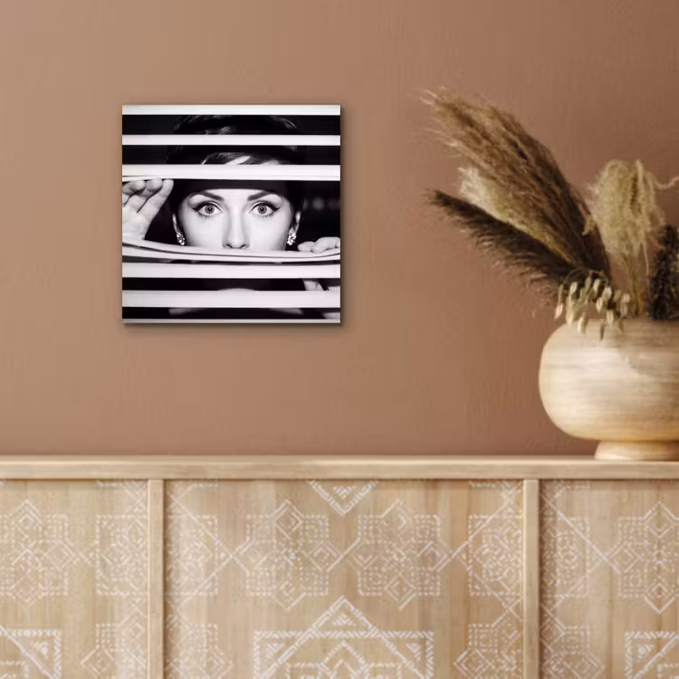 Vrouw - Jaloezieën - Portret - Zwart-wit aluminium wit klein -sfeer4