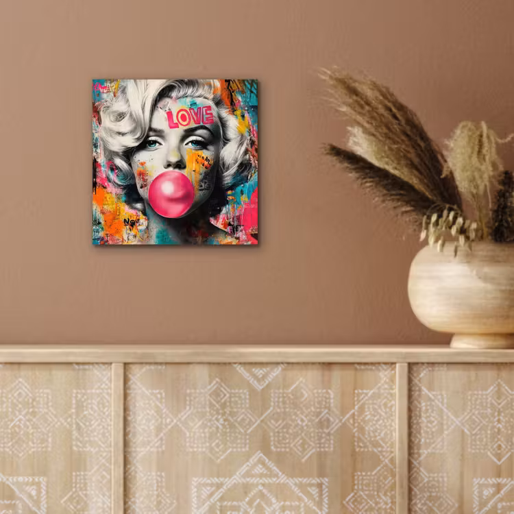 Vrouw - Kauwgom - Graffiti - Neonkleuren aluminium wit klein -sfeer4