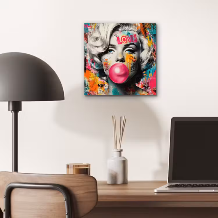 Vrouw - Kauwgom - Graffiti - Neonkleuren aluminium wit klein -sfeer5