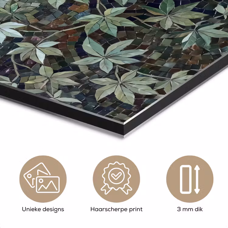 Vrouw - Klassiek - Mozaiëk - Natuur - Groen aluminium wit klein -closeup_NL