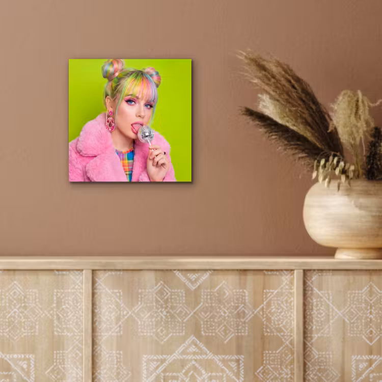 Vrouw - Kleurrijk haar - Pop art - Modern - Levendig aluminium wit klein -sfeer4