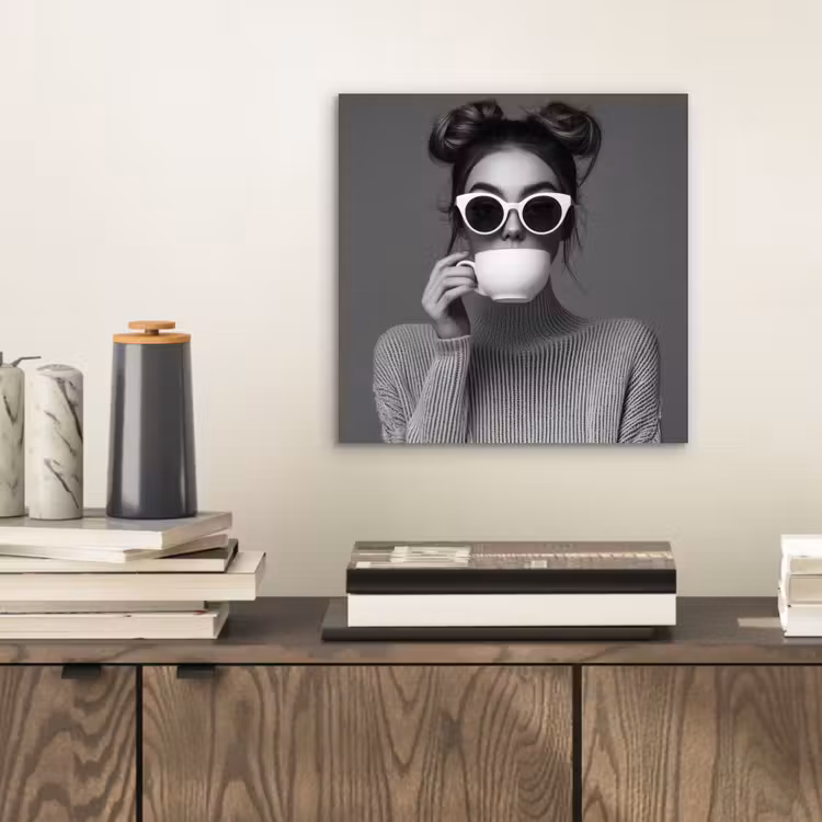Vrouw - Koffie - Zwart - Wit aluminium wit klein -sfeer1