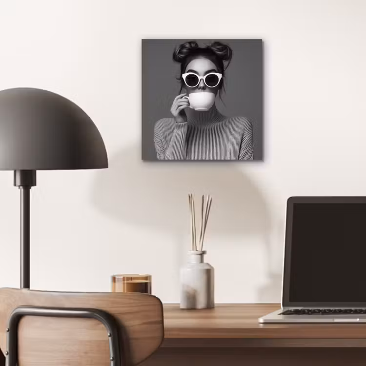 Vrouw - Koffie - Zwart - Wit aluminium wit klein -sfeer5