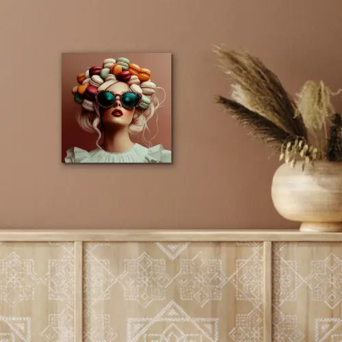 Vrouw - Macarons - Bril aluminium wit klein -sfeer4