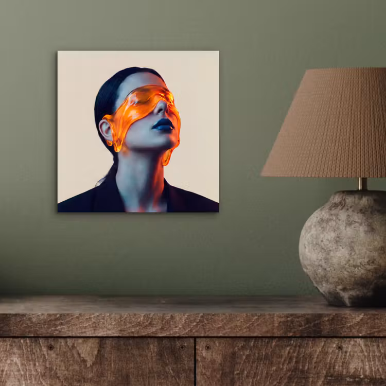 Vrouw - Oranje - Abstract - Modern - Kleurrijk aluminium wit klein -sfeer2