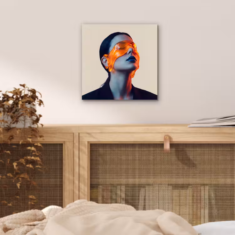 Vrouw - Oranje - Abstract - Modern - Kleurrijk aluminium wit klein -sfeer3