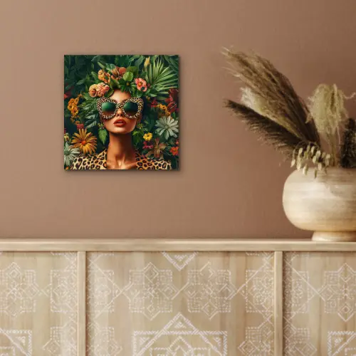 Vrouw - Panterprint - Jungle - Natuur - Luxe aluminium wit klein -sfeer4