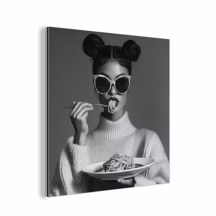 Vrouw - Pasta - Zonnebril aluminium wit klein -3d