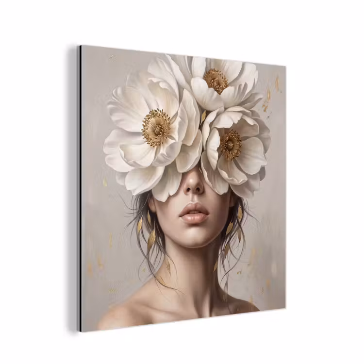 Vrouw - Pioenroos - Wit aluminium wit klein -3d