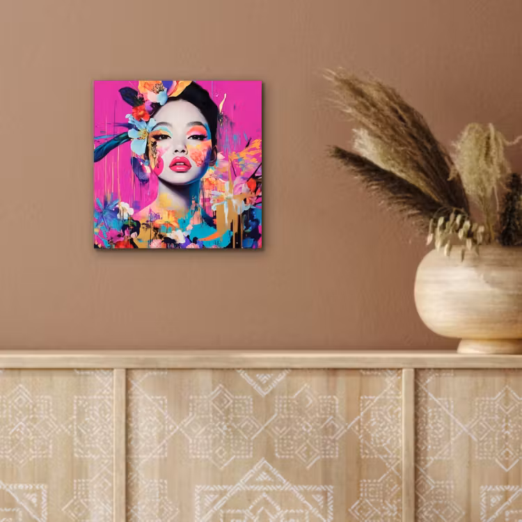 Vrouw - Portret - Abstract - Paars aluminium wit klein -sfeer4