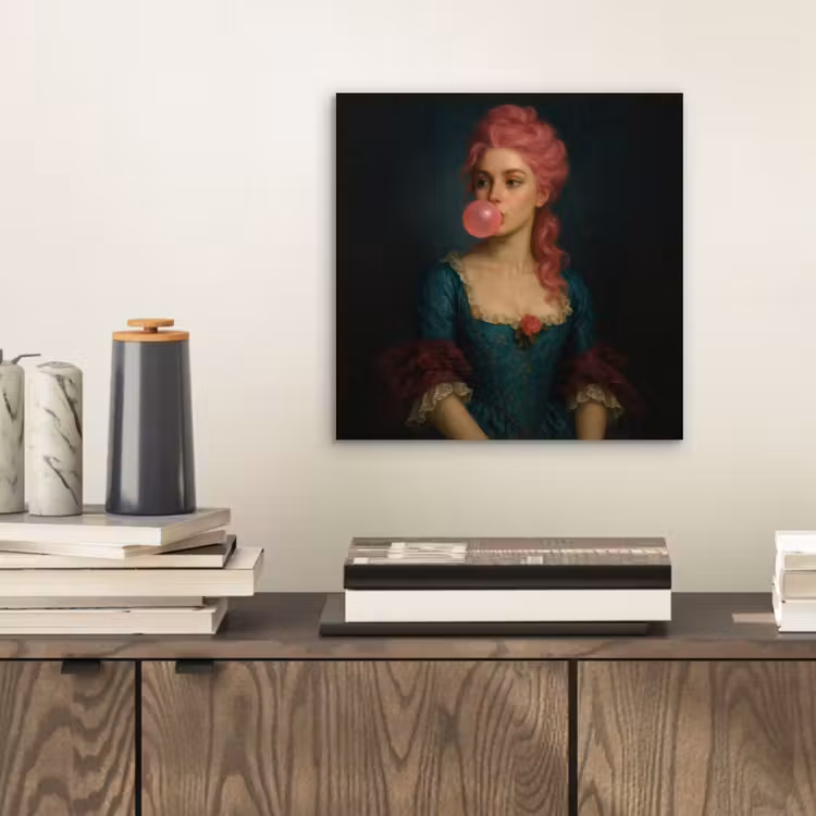 Vrouw - Portret - Kauwgombel aluminium wit klein -sfeer1