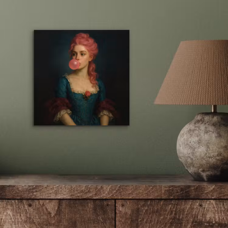 Vrouw - Portret - Kauwgombel aluminium wit klein -sfeer2