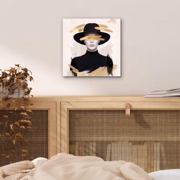 Vrouw - Portret - Modern - Goud - Kunst aluminium wit klein -sfeer3