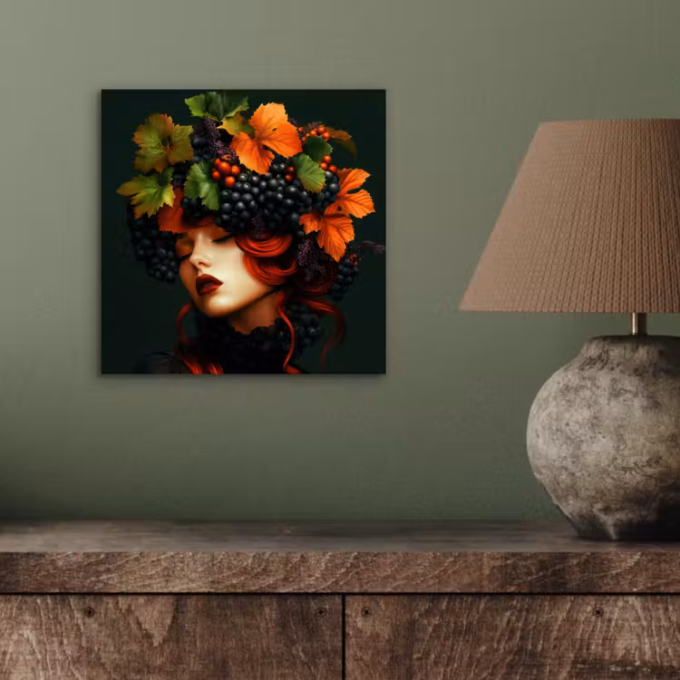 Vrouw - Rood - Groen - Druiven aluminium wit klein -sfeer2