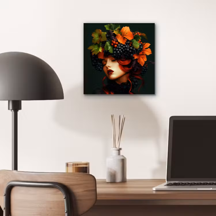 Vrouw - Rood - Groen - Druiven aluminium wit klein -sfeer5