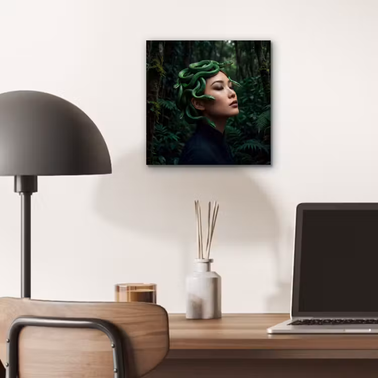 Vrouw - Slang - Natuur - Mystiek - Groen aluminium wit klein -sfeer5