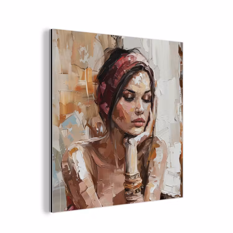 Vrouw - Verflook - Portret - Modern aluminium wit klein -3d