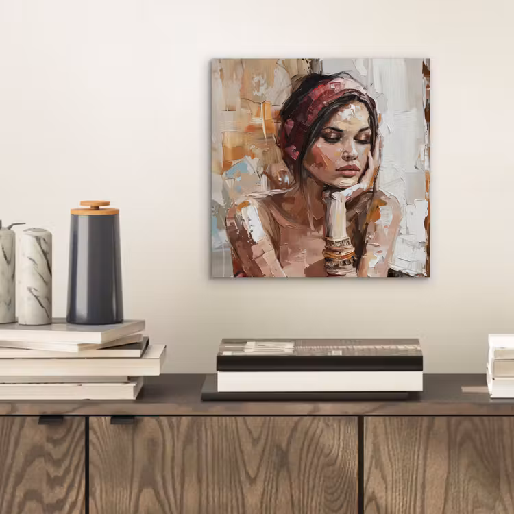 Vrouw - Verflook - Portret - Modern aluminium wit klein -sfeer1