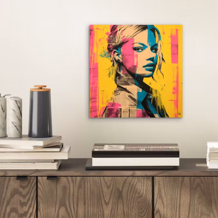 Vrouw - Verfstrepen - Gekleurd aluminium wit klein -sfeer1