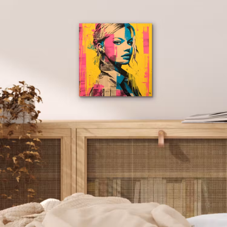 Vrouw - Verfstrepen - Gekleurd aluminium wit klein -sfeer3