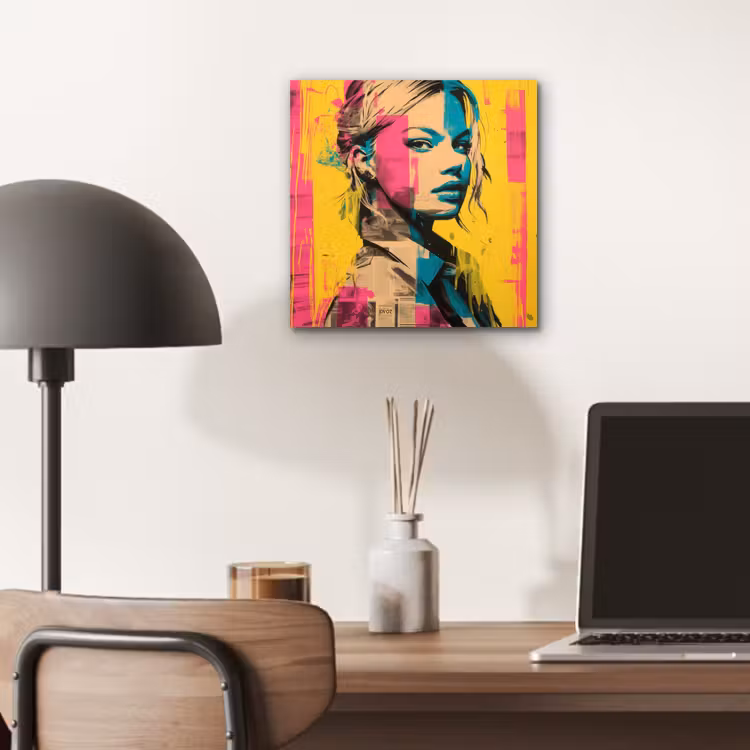Vrouw - Verfstrepen - Gekleurd aluminium wit klein -sfeer5