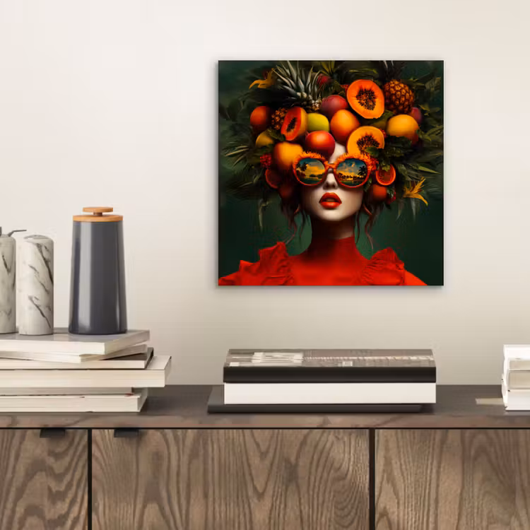 Vrouw - Vruchten - Papaja - Ananas aluminium wit klein -sfeer1