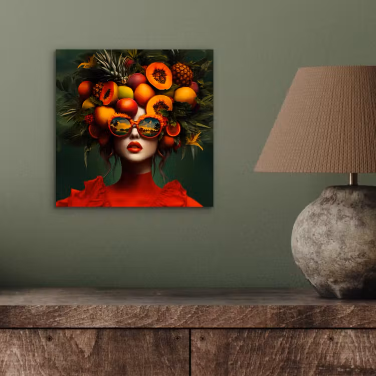 Vrouw - Vruchten - Papaja - Ananas aluminium wit klein -sfeer2